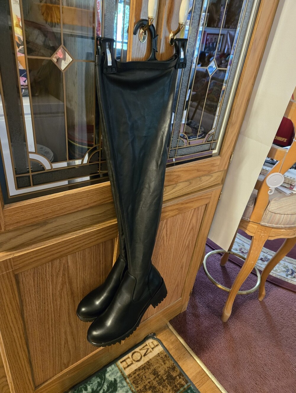 Women’s Over-the-Knee Black  Boots — Unbranded Faux Leather